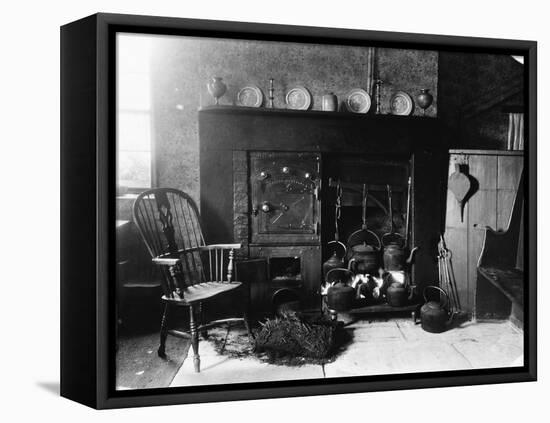 Kettles Hanging in an Open Fireplace-null-Framed Stretched Canvas