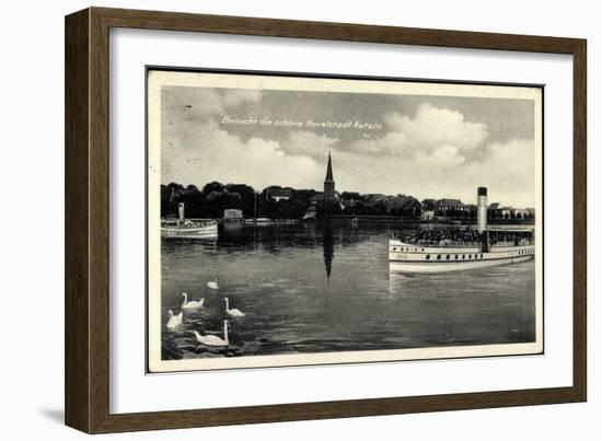 Ketzin Havel, Dampfer Odin, Kirchturm, Schwäne-null-Framed Giclee Print