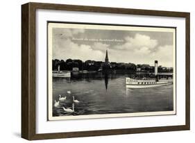 Ketzin Havel, Dampfer Odin, Kirchturm, Schwäne-null-Framed Giclee Print