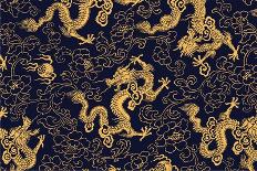 Chinese Traditional Golden Dragon and Peony Pattern-Kevin Leng Ker Lun-Art Print