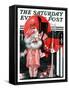 "Kewpie Doll Kiss," Saturday Evening Post Cover, December 27, 1924-Elbert Mcgran Jackson-Framed Stretched Canvas