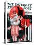 "Kewpie Doll Kiss," Saturday Evening Post Cover, December 27, 1924-Elbert Mcgran Jackson-Stretched Canvas