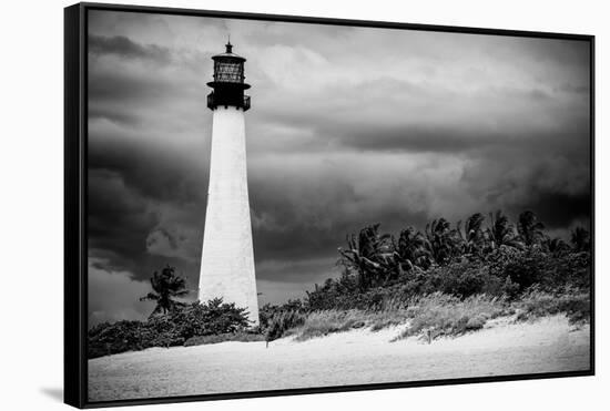 Key Biscayne Light House during a Tropical Storm - Miami - Florida-Philippe Hugonnard-Framed Stretched Canvas