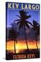 Key Largo, Florida Keys - Palms and Sunset-Lantern Press-Stretched Canvas