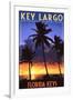 Key Largo, Florida Keys - Palms and Sunset-Lantern Press-Framed Art Print