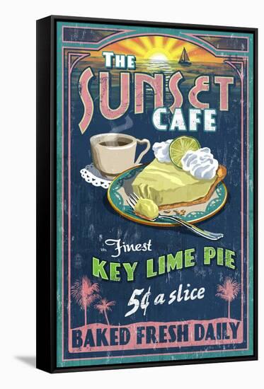 Key Lime Pie - Vintage Sign-Lantern Press-Framed Stretched Canvas