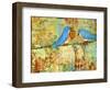 Key to My Heart Birds on a Wire-Blenda Tyvoll-Framed Art Print