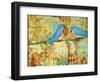 Key to My Heart Birds on a Wire-Blenda Tyvoll-Framed Art Print