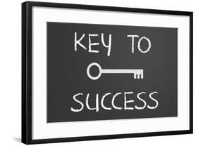 Key To Success Written On A Chalkboard-IJdema-Framed Art Print