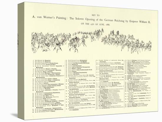Key to the Painting of the Opening of the Reichstag by Emperor William II-null-Stretched Canvas