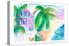 Key West Conch House And Beach with Rooster-M. Bleichner-Stretched Canvas