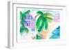 Key West Conch House And Beach with Rooster-M. Bleichner-Framed Premium Giclee Print