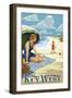 Key West, Florida - Beach Scene-Lantern Press-Framed Art Print