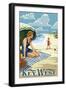 Key West, Florida - Beach Scene-Lantern Press-Framed Art Print