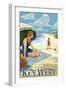 Key West, Florida - Beach Scene-Lantern Press-Framed Art Print