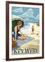 Key West, Florida - Beach Scene-Lantern Press-Framed Art Print