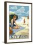 Key West, Florida - Beach Scene-Lantern Press-Framed Art Print