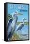 Key West, Florida - Blue Heron-Lantern Press-Framed Stretched Canvas