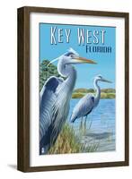 Key West, Florida - Blue Heron-Lantern Press-Framed Art Print