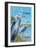 Key West, Florida - Blue Heron-Lantern Press-Framed Art Print