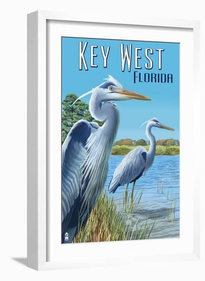 Key West, Florida - Blue Heron-Lantern Press-Framed Art Print