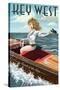 Key West, Florida - Boating Pinup Girl-Lantern Press-Stretched Canvas