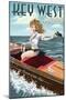 Key West, Florida - Boating Pinup Girl-Lantern Press-Mounted Art Print