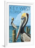 Key West, Florida - Brown Pelican-Lantern Press-Framed Art Print