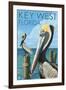 Key West, Florida - Brown Pelican-Lantern Press-Framed Art Print