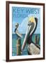 Key West, Florida - Brown Pelican-Lantern Press-Framed Art Print