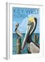 Key West, Florida - Brown Pelican-Lantern Press-Framed Art Print