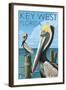 Key West, Florida - Brown Pelican-Lantern Press-Framed Art Print