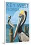 Key West, Florida - Brown Pelican-Lantern Press-Framed Art Print