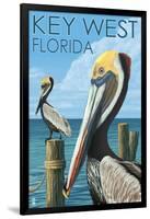 Key West, Florida - Brown Pelican-Lantern Press-Framed Art Print