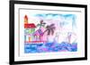Key West Florida Colorful Pier With Boats-M. Bleichner-Framed Art Print