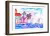 Key West Florida Colorful Pier With Boats-M. Bleichner-Framed Premium Giclee Print