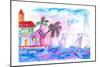 Key West Florida Colorful Pier With Boats-M. Bleichner-Mounted Premium Giclee Print