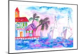 Key West Florida Colorful Pier With Boats-M. Bleichner-Mounted Art Print