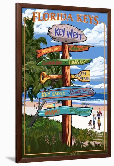 Key West, Florida - Destination Signs-Lantern Press-Framed Art Print