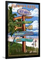 Key West, Florida - Destination Signs-Lantern Press-Framed Art Print