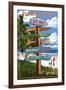 Key West, Florida - Destination Signs-Lantern Press-Framed Art Print