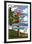 Key West, Florida - Destination Signs-Lantern Press-Framed Art Print