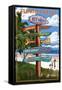 Key West, Florida - Destination Signs-Lantern Press-Framed Stretched Canvas