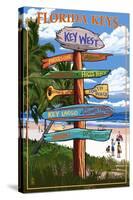 Key West, Florida - Destination Signs-Lantern Press-Stretched Canvas