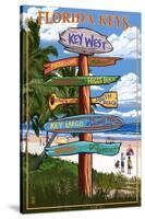Key West, Florida - Destination Signs-Lantern Press-Stretched Canvas