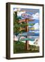 Key West, Florida - Destination Signs-Lantern Press-Framed Art Print