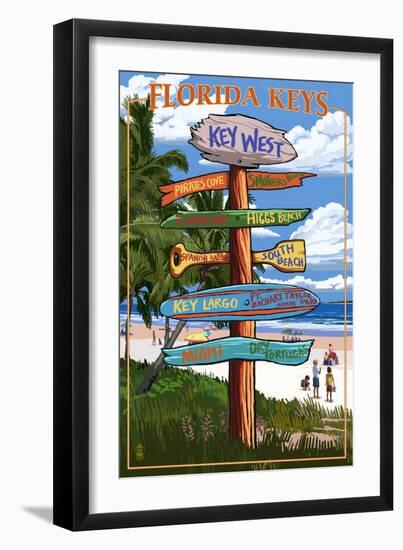 Key West, Florida - Destination Signs-Lantern Press-Framed Art Print