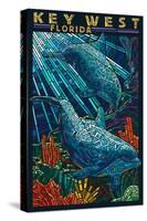 Key West, Florida - Dolphin Mosaic-Lantern Press-Stretched Canvas