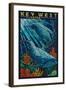 Key West, Florida - Dolphin Mosaic-Lantern Press-Framed Art Print