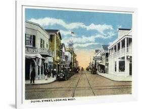 Key West, Florida - Duval Street West Scene-Lantern Press-Framed Art Print